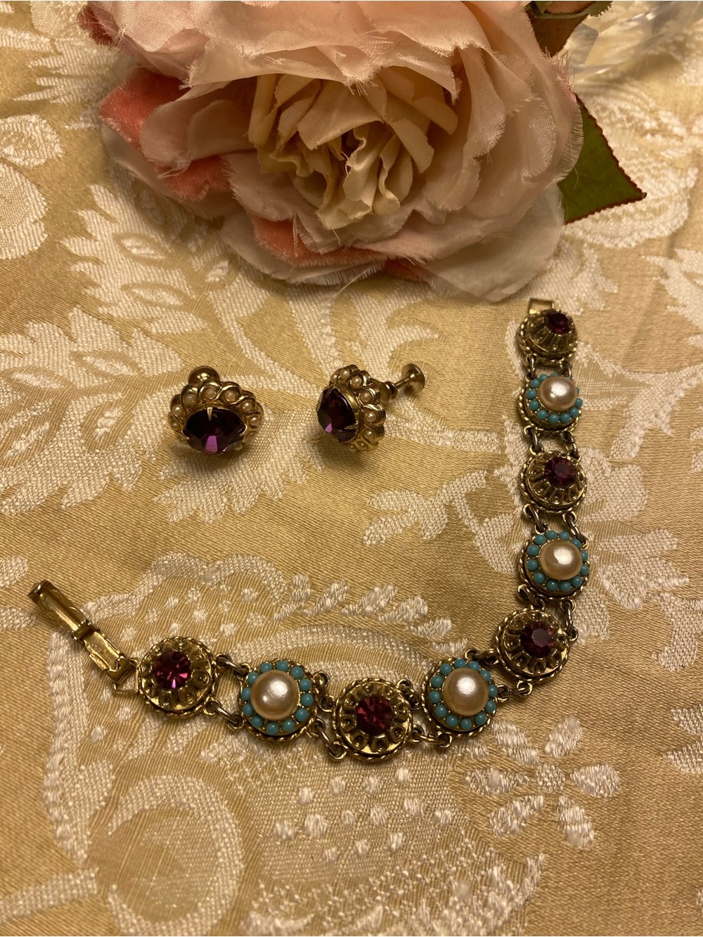 Vintage Coro Bracelet and Earring Set.